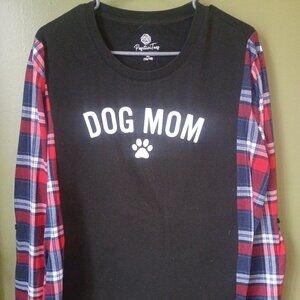 Sold Upcycled Dog Mom Long Sleeve Plaid Sleeve Top – Size XL